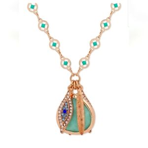 Gold-Tone Stone & Evil Eye Charm Pendant Necklace